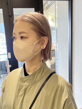 ラミエバイメルト 下北沢(lamie by melt) 毛利/ 春 ケアブリーチ くすみピンクミルクティーベージュ ボブ