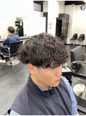 波巻きスパイラルパーマ刈り上げマッシュメンズパーマ