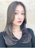 今時レイヤーカット/透け感グレージュ