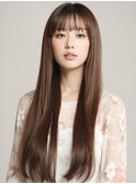 20代30代大人かわいい/スルーバング/グレージュカラー/小顔/前髪
