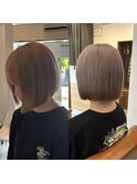 切りっぱなしボブ×ホワイトグレージュ