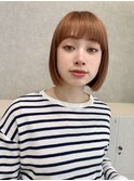 前下がりボブ/切りっぱなし/内巻きボブ/大人可愛い/薄めバング