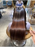 外ハネボブ美髪ワイドバングミディアム縮毛矯正韓国 イメチェン
