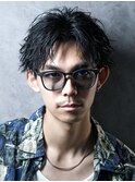 シャドウパーマ　ニュアンスパーマ　センターパート毛流れパーマ