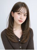 大人上品ロングレイヤー×透け感シースルーバング