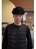 メンズ刈り上げスペインカール波巻きスパイラルパーマ眉毛カット