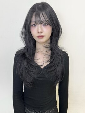 アクシス 栄店(`AXIS) 平田/ワンホンレイヤー/ミルクティーブロンド/ダークブルー/栄