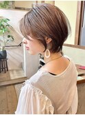 大人ショートボブ レイヤーボブ 髪質改善 ベージュ 顔周りカット