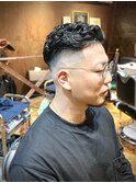 スキンフェードパーマ　オールバック　宮城リョータパーマ