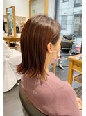 大人可愛いぱっつんロブ30代、40代ストレート外ハネ　夏目サトル