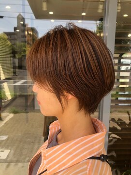 ダブル(W) 丸みショート/白髪ぼかしブラウン