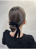 三つ編み カチモリシニヨン 渋谷宮益坂ヘアセット エジリ