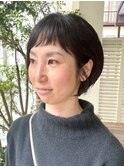 30代40代50代オン眉バングの黒髪ショートボブ/LILY野田