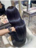 大人可愛い透明感立体感シルバー×エアストレート