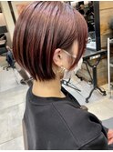 輪郭カバー似合わせ耳掛けショートボブ ピンクベージュt46
