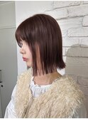 大人可愛いピンクブラウン×ボブ