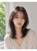 外はねレイヤーミディアム×ナチュラルブラウン×透明感