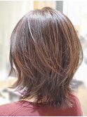 【50代ヘアスタイル】大人ネオウルフ×アッシュブラウン