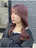 艶カラーブリーチありピンクベージュ暖色カラー大宮美容室