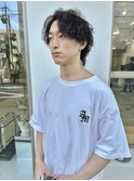 爽やかナチュラルパーマセンターパート清潔感