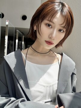 ミンクス 原宿店(MINX) 【MINX】くびれヘアアプリコットオレンジハイライトカラー表参道