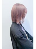 Joli【立川】ハイトーンピンクグレージュ切りっぱなしボブaujua