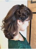 サイド編み込み巻きスタイル