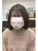 くびれヘア×大人ガーリー×切りっぱなしロブ