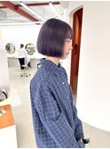 ラベンダーカラー　ボブ　ケアブリーチ