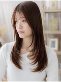 ■顔回りレイヤー艶感ストレートレイヤーロング43★上尾30代40代