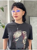 マレットウルフカットパーマヘアオン眉クールかっこいいレイヤー