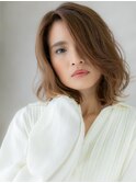 エンドカラーブリーチなしワンレンゆるふわボブ20代30代W大宮