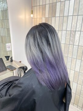 ロンドシェリ 仙台(Lond Cheri) グラデーションカラーシルバーラベンダーブリーチダブルカラー