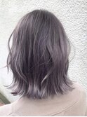 ラベンダーグレージュ  外ハネ 切りっぱなし ボブ
