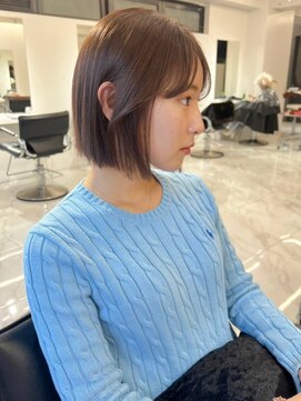 ランテルディ 渋谷(LANTERDIT) 10代20代　切りっぱなしボブ　顔周りカット　ブラウンカラー