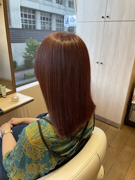 シュヴー 築地(CHEVEUX) レッドブラウン　透明感カラー　ワンレン