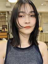 ミンクス 青山店(MINX) 顔まわりレイヤー斜めバンググレージュカラーデザインカラー