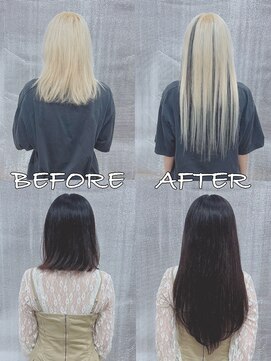 リップ 大阪本店(LIP) 【レミー100%最高級人毛/ロング】シールエクステ60枚+ブリーチ