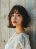 黒髪/ボブルフ/ネビージュ/小顔/ワンレン/水戸/髪質改善/前髪