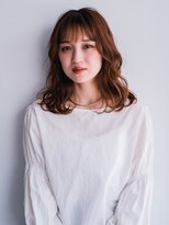 ヘアークラフト(Hair Craft)&nbsp;柔らかウェーブパーマ×ミディアムレイヤー【岡山】ブラウン