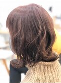 くすみピンク×外ハネボブ