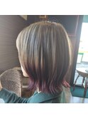 切りっぱなしボブ×ハイトーングラデーションカラー