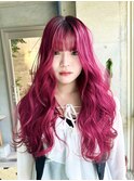 チェリーピンクレッドカラーボルドー赤髪ビビットピンク