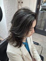 ブレンド 渋谷(BLend)&nbsp;黒髪ボブルフネビージュ小顔ワンレンスペインカール