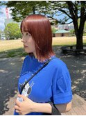 切りっぱなしボブ透明感カシスブラウンフェイスレイヤー20代30代