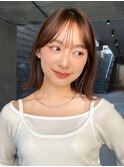 切りっぱなし　レイヤーボブ　モーヴピンク　ナチュラルブラウン