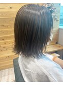 大人の切りっぱなしボブ/ハイライト/垂水