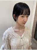 大人かわいい前髪ワイドバング丸みショート