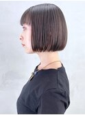 ブラウンボブ_グレージュカラーボブウルフ_ba348972