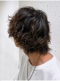 メンズパーマ_ハイライト波巻き束感ショート_ba417801